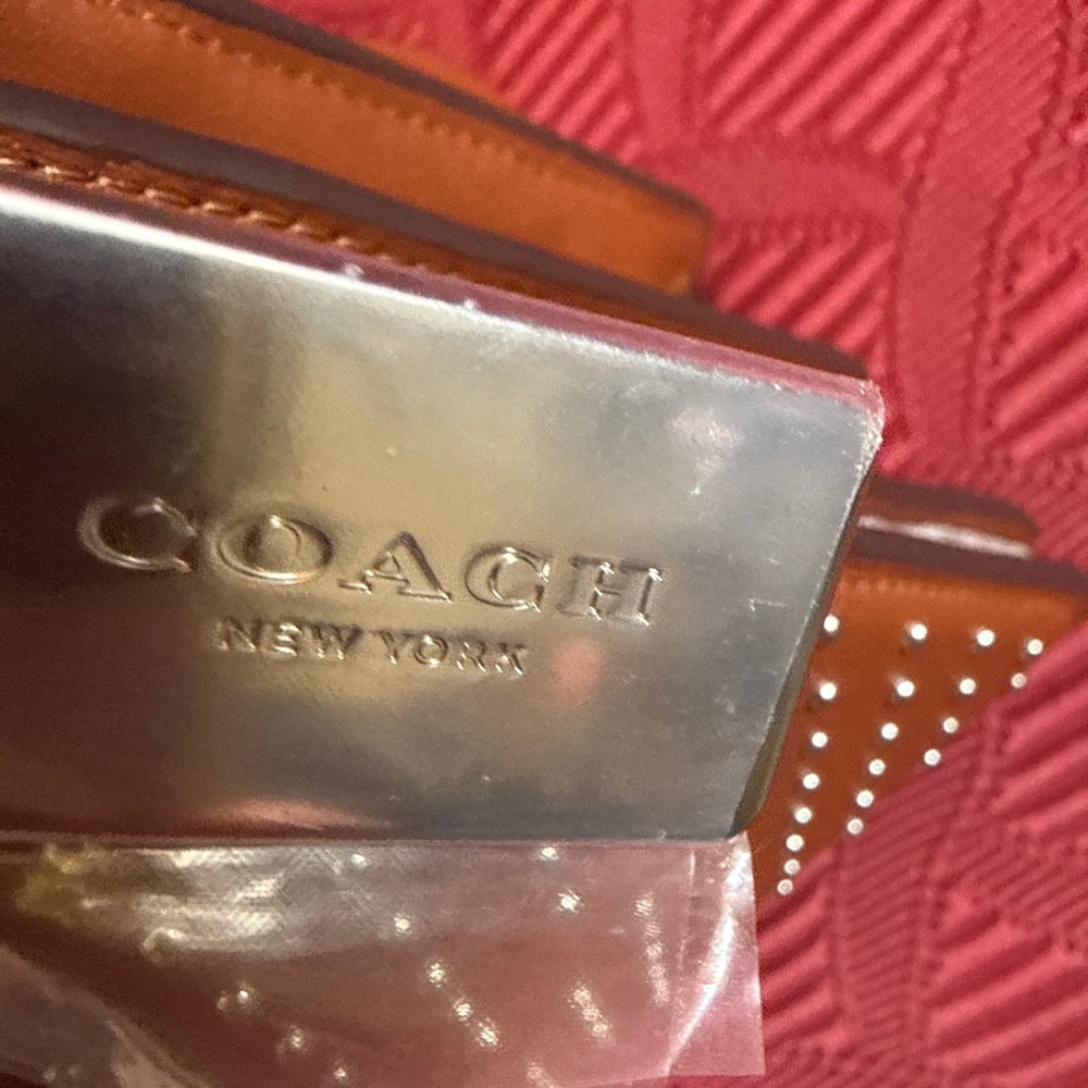 Coach Brown Rev Env Studded Leather Crossbody Bag with Suede Interior - Picture 9 of 10